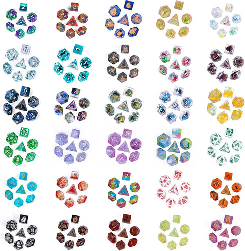 Mystery Dice Set D&D, 7PCS Polyhedral Dice with Multi Styles, Random Pattern, Resin Dice for Dungeons and Dragons