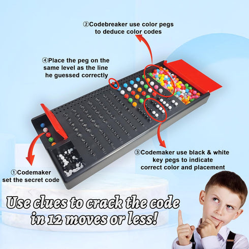 Code Breaker, Mastermind Classic Codebreaking Travel Board Game, Brain Puzzle Set for 2 Player Family Game