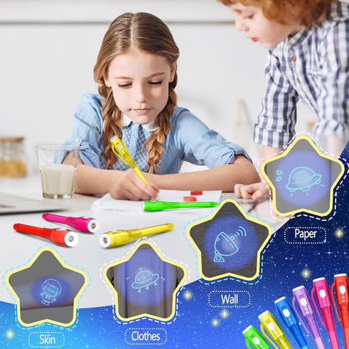 Invisible Ink Pen Spy Game for Kids, Party Favors Toys for Girls Boys, Magic Markers for Boys Girls Fun Outdoor Toys, Birthday Christmas Gift for 6-13 Year Old Girls Boys (14PCS+Black Notebooks)
