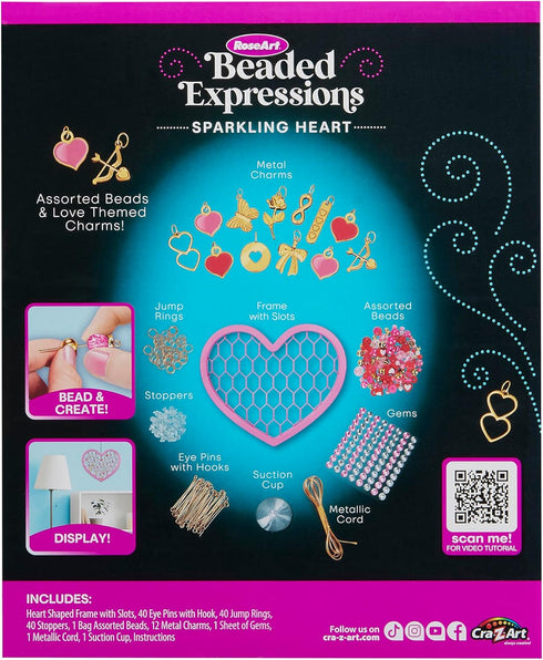 8+ RoseArt Beaded Expressions Heart DIY Beaded Sun Catcher Craft Kit - Valentines Day DIY Bead Art for Kids Design
