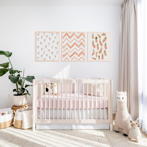 100% (28"x 52") Muslin Crib Sheets, Organic Cotton, Breathable and Ultra-Soft, Standard Crib Sheet Mattress for Girls