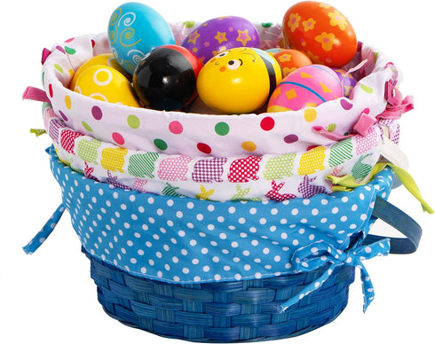 3 Packing, Decorations(10" 12") JOYIN Pcs Easter Bamboo Baskets with Polka Dots Lining and Handle, Woven Easter Eggs