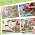 LovesTown 4PCS Wooden Peg Puzzles - Knob Puzzles with Handles for Toddlers Educational Montessori Learning