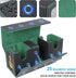 AFIING MTG Commander Card Storage Box - Fits 200 Double Sleeved Cards, Black/Green with 4 Dividers & 2 Toploaders
