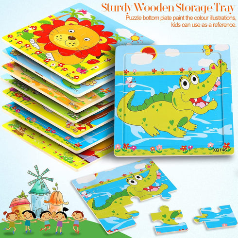 Yunsailing 40 Pack Wooden Puzzles for Kids Ages 3-5, Animals Jigsaw Puzzles for Toddlers, Educational Gifts