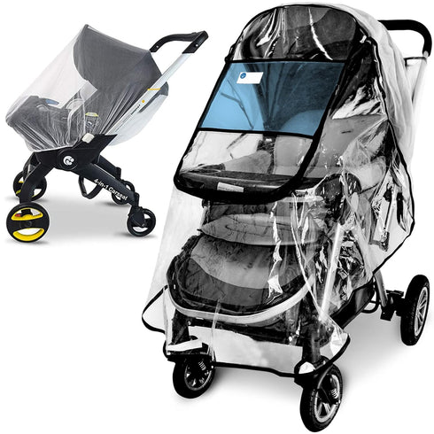 Stroller Rain Cover and Baby Stroller Mosquito Net, Universal Waterproof Windproof Protection Set