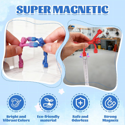 5PCS Mruikeny Magnetic Robot Men Travel Toys, Magnetic People Sensory Fidget Toys for Toddlers Kids Adults Airplane Car