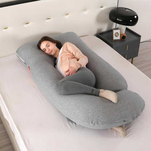 Soft Pregnancy Pillows for Sleeping Support for Back, Belly, HIPS, Legs, J Shaped Full Body Maternity Pillow