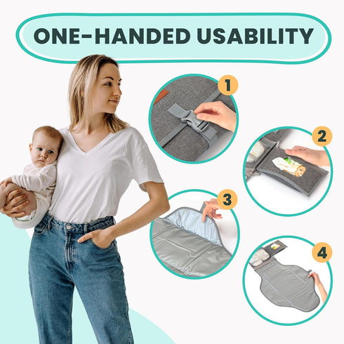 Portable Changing Pad for Baby Soft, Comfortable Portable Diaper Changing Pad with Wipes Pockets, Waterproof and Easy