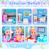 AmiDear 4-Story 11 Playset 3 4 5 6 7 8 9 10 Dollhouse with Rooms, Dream Gift Princess Doll House with Furniture, Blue