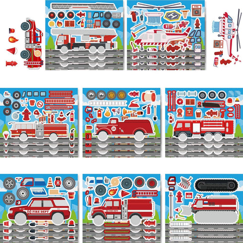 T-Antrix 24 Sheets Make Your Own Fire Truck Sticker Make A Face Stickers