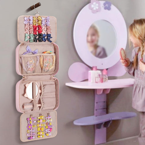 Fasrom Hair Accessories Organizer for Girls, Hanging Hair Bow Storage Bag for Kids Hair Clips, Headband, Hair Ties