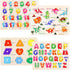 Montessori Wooden Peg Puzzles, 4 Pcs Educational Toys for Toddlers 2-5 Years, Alphabet, Shape, Number, Dinosaur Gifts