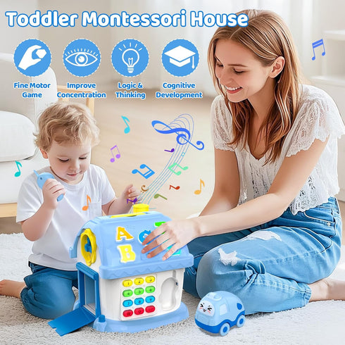 1 12-in-1 1-2, 6-12 12-18 6-24 Montessori Toys for Year Old Boy Gifts, Musical House Educational Baby Toddler Boy Toy