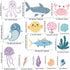 CELAENO Watercolor Ocean Animals Wall Decals - Peel and Stick Under the Sea Theme Wall Art for Kids Room, Bedroom