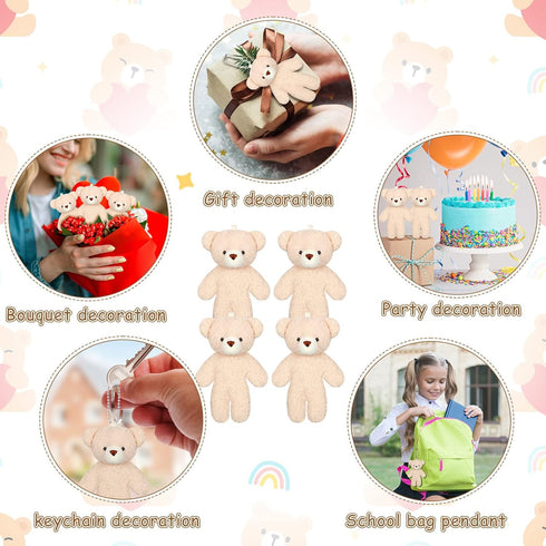 HyDren 40 Pcs Mini Bear Toy, 4.7 Inch Stuffed Tiny Bear Keychain, Soft Plush Bear Doll for Kids DIY Party Favor