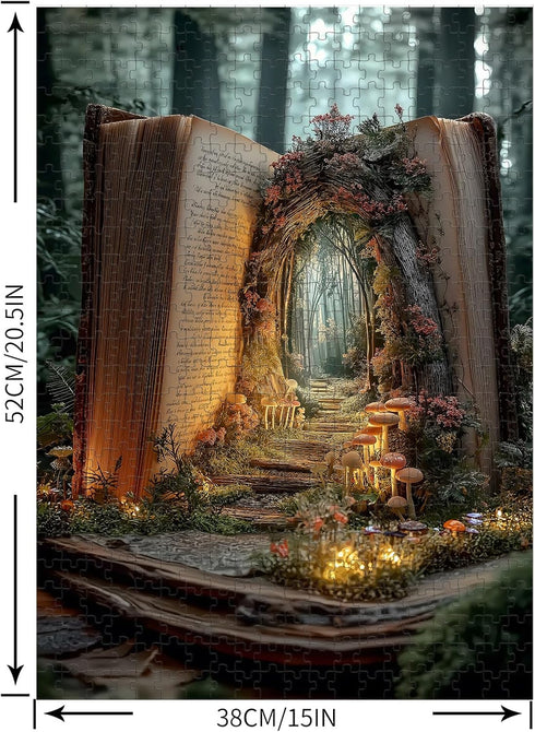 STYISHANG 500 20.47x14.96 Inches, 1:1 Puzzles for Adults Pieces, Green Book Jigsaw Puzzles - Forest Gateway, Impossible