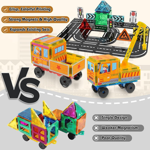 Set 19 Set 3 4 5 6 7 8+ Set Magnetic Tiles Cars Construction - PCS Magnetic Tiles Magnet Bricks Truck Sensory Toys