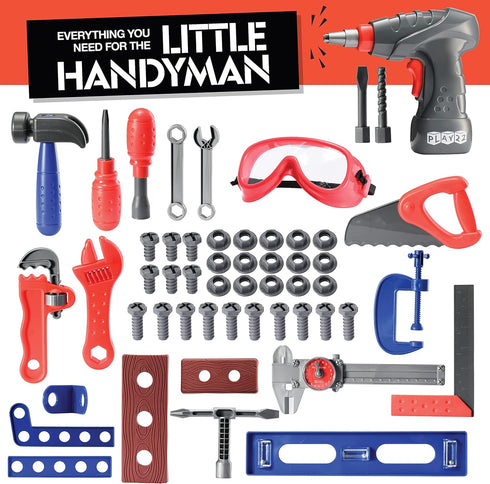 Play22 Set 76 Set Kids Tool Bench Pc - Toddler Tool Bench with Electronic Play Drill - Stem Educational Toy Pretend