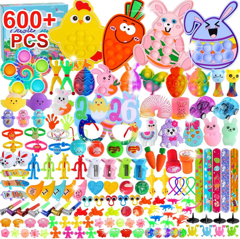 QATITP 600 Pcs Easter Basket Stuffers for Kids Party Favors,Easter Fillers,Fidget Toys,Bulk Easter
