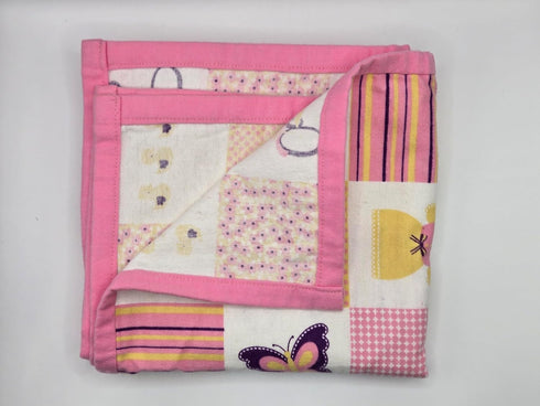 Generic 30" 30" Handmade Baby Receiving Blanket, Pink and Yellow Squares Printed Pattern, Snuggle Flannel. X