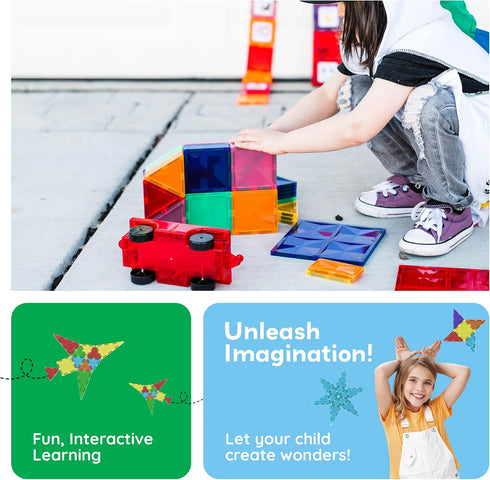 60 Set 60pcs 3D PicassoTiles Piece Magnet Building Tiles Clear Magnetic Blocks Construction Playboards - Creativity