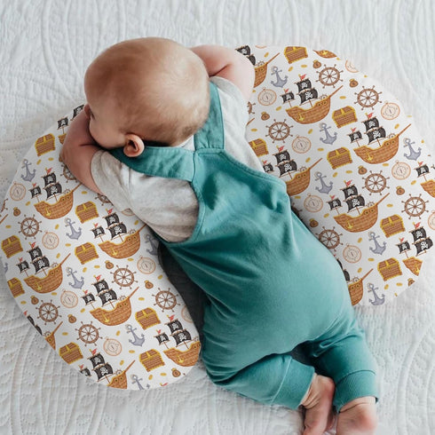 Cute Pirate Treasure Map Baby Nursing Pillow Covers for Boy Girl Pirates Ship Rudder Anchor Compass Nursing Pillowcase