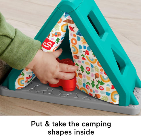 Fisher-Price S’more Shapes Camping Tent Block Sorting Activity, Baby Developmental Toy for Infants Ages 6+ Months