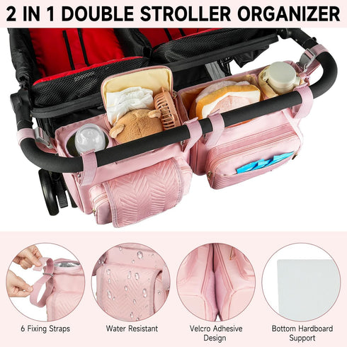 ZIOZERTT Gt2 V2,Double Double Stroller Caddy Compatible with Bob Duallie,Baby Jogger City Mini and Zoe Twin Stroller