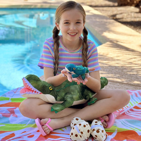 7Pcs 23.6" 3 Alligator Stuffed Animal, Giant Crocodile Plush Toy with Baby Crocodiles Plushies, Stuffed Alligator Gift