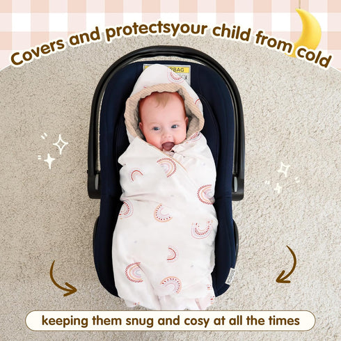 Miracle Baby 35.4"x35.4" Car Seat Swaddle Blanket for Babies, Waffle Carseat Swaddle Blanket for Infants Newborn