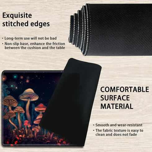 TCG Playmat Board Game Mat, Plus 50 Pcs Card Sleeves, 24 x 14 Neon Mushroom Game Mousepad with Soft Surface