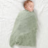 mimixiong Cotton Baby Blanket Knitted Crochet Receiving Crib Nursery Swaddling Blankets for Newborn Baby Boy Girl Sage Green 30x40 Inch by mimixiong