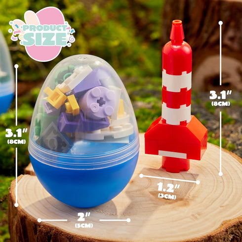 12 JOYIN Pcs Pre-Filled Easter Eggs with Cute Characters Building Blocks for Kids' Gift, Hunt, Basket Stuffers/Fillers