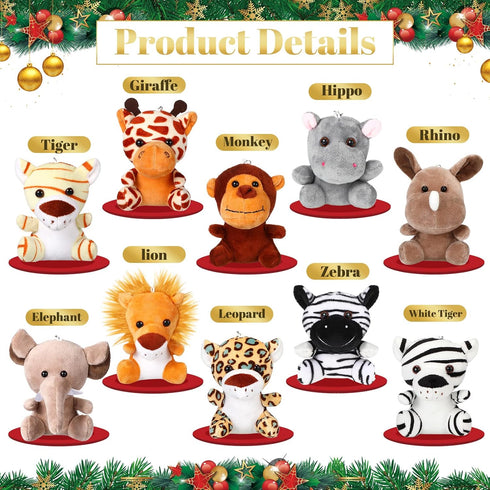 20 4.7 Inch 10 Leitee Pcs Small Stuffed Animals Bulk, Mini Plush Toys, Stuffed Jungle Animals Forest Animal Safari Lion