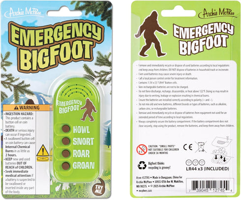 Archie McPhee 3.5" 4 : Emergency Bigfoot - Electronic Sound Maker, Handheld Device, Sasquatch Noises: