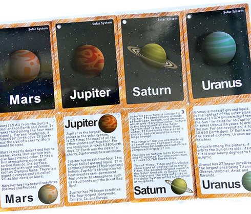 Set of Solar System Flash Cards for Toddlers (15 Count), Montessori Pocket Cards for Kids Learning, Teacher Tools for