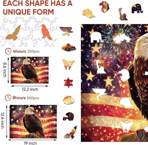 500 19x12.6 Reouinty Wooden Puzzle for Adults Pieces, Star Eagle Wood Jigsaw Puzzles, Beautiful Wall Decor. Wooden