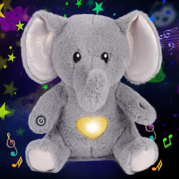 Cuteoy Plush Gray Elephant Star Projector Musical Adjustable Singing Night Light Stuffed