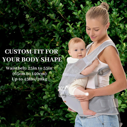 6-in-1 45lbs, Baby Carrier with Hip Seat, Ergonomic Detachable Infant Carrier Newborn to Toddler up to Full Breathable