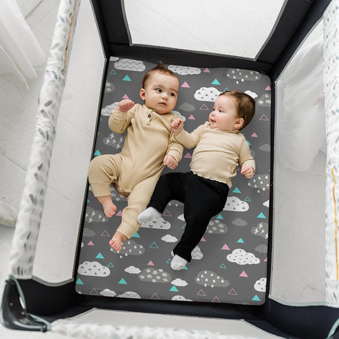 Pack 2 Pack 38x26 Cozy Pack Stretchy and Play Fitted Sheets: Mini Crib Sheets - Soft Material - Fits Most Playards