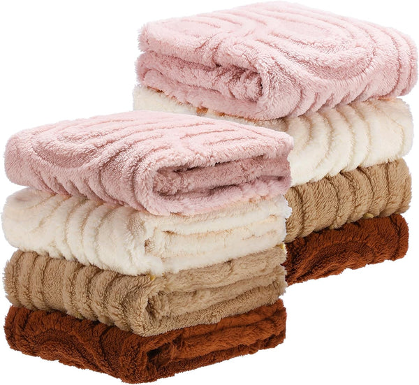 Wiwiqing 8 Pcs 3D Boho Baby Blanket for Girls Boys Fluffy Toddler Blanket