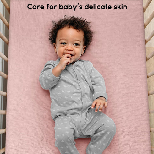 100% 2 Pack 52"x28" Yoofoss Muslin Crib Sheets for Boys & Girls - Cotton Fitted Baby & Toddler Sheet - - Soft