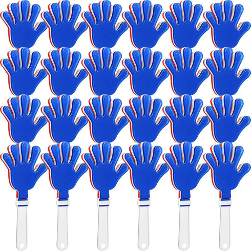 ZCYSRLQIN 24 Pcs Red/White/Blue Hand Clappers 7.5 Inch Noise Makers Plastic Clapping Hands
