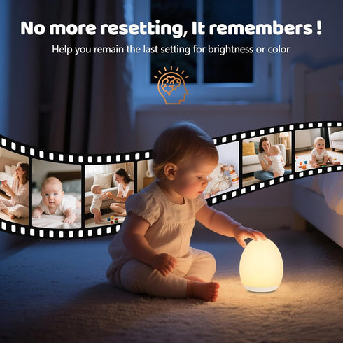 7 Dimming, 1 MediAcous Night Light for Kids, Baby Egg Light for Nursery, Colors Changing & Stepless Soft Silicone Touch