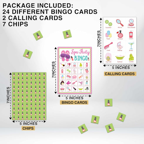 Spa Bingo Games, Slumber Party Bingo Cards for Adults, Sleepover Birthday Bingo Games, 24 Players Cards (D02)