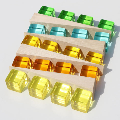 Rainbow Acrylic Gem Cubes Blocks, Educational Sensory Training Crystal Toys for Babies, Learn Color & Stacking