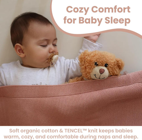 70% 30% 30x40 Inch, Baby Knitted Blanket Organic Cotton Tencel Soft Breathable Swaddle & Receiving Blanket for Newborns