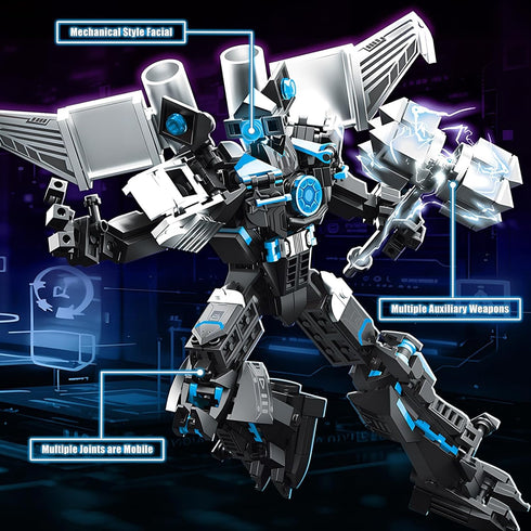 Set, 400 HIGH GODO Black Monitor Mech Robot Building Blocks Toilet Upgraded TV Figure Mech Model Building Kit, Cool