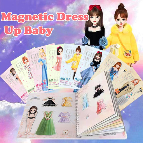 Magnetic Princess Dress Up Paper Doll Pretend Play Toys Magnet People Clothes Puzzles Game for 3+ Year Old Girls Toddler,Preschool Learning Created Imagine Set Birthday Gift (B Set)